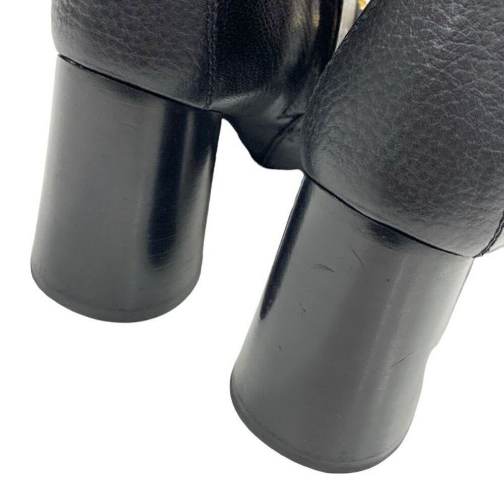 Gucci Boots Short Boots Shoes Leather Black Gold Chain Belt - Picture 8 of 10